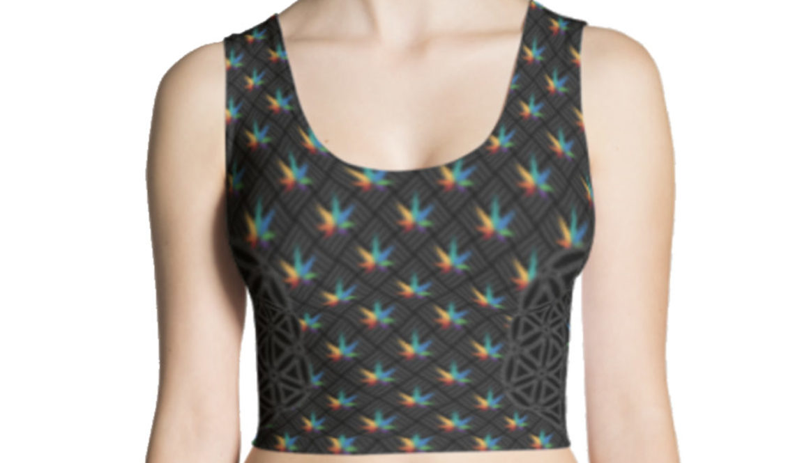 H3MP RAINBOW ALL-OVER CROP TOP TOSSED PRINT
