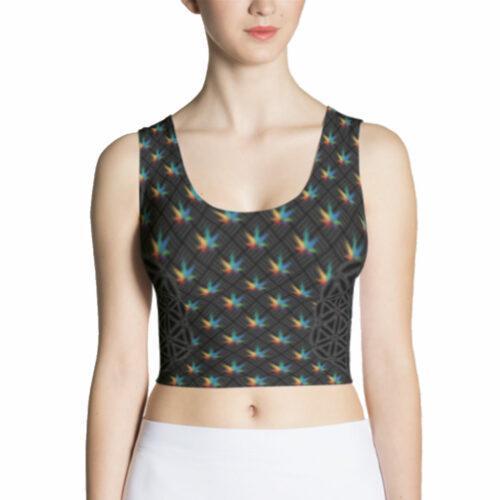 H3MP RAINBOW ALL-OVER CROP TOP TOSSED PRINT